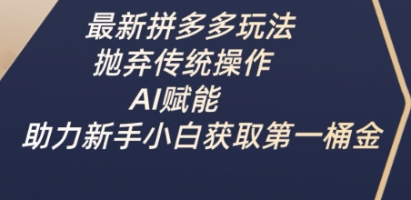 最新拼多多玩法，抛弃传统操作，AI赋能，助力新手小白获取第一桶金-慧创网