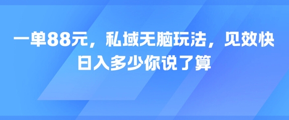 一单88元，私域无脑玩法，见效快，日入多少你说了算-慧创网