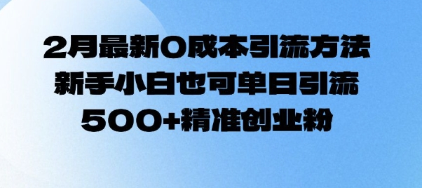 2月最新0成本引流方法，新手小白也可单日引流500+精准创业粉-慧创网