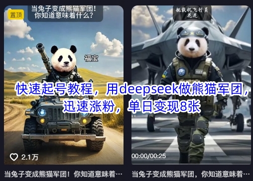 快速起号教程，用deepseek做熊猫军团，迅速涨粉，单日变现8张-慧创网