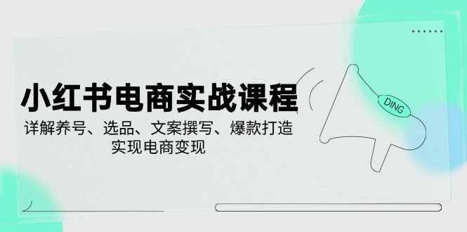 （14549期）小红书电商实战课程，详解养号、选品、文案撰写、爆款打造，实现电商变现-慧创网