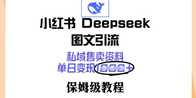 小红书Deepseek图文引流，私域售卖资料，单日变现多张，保姆级教程-慧创网