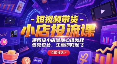 短视频带货-小店投流课，保姆级小店随心推教程，包教包会，生意即刻起飞-慧创网