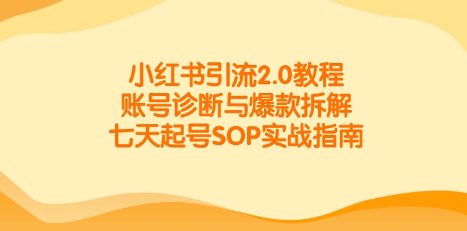 （14981期）小红书引流2.0教程，账号诊断与爆款拆解，七天起号SOP实战指南-慧创网