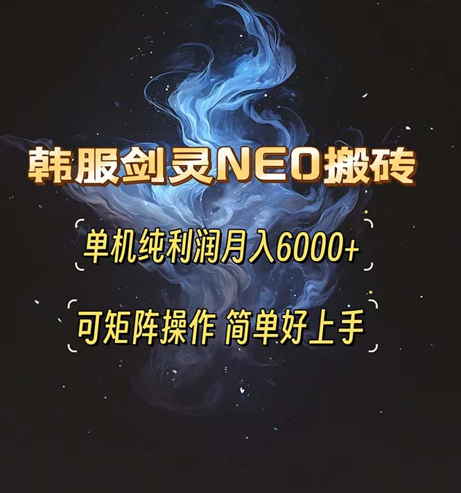 韩服剑灵NEO搬砖攻略，单机纯利润月入6000+ 可矩阵操作，简单好上手。-慧创网