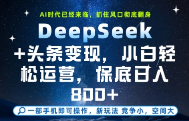 DeepSeek+头条变现，保姆级教学，小白轻松上手，日入8张+【揭秘】-慧创网