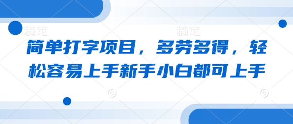 简单打字项目，多劳多得，轻松容易上手新手小白都可上手-慧创网
