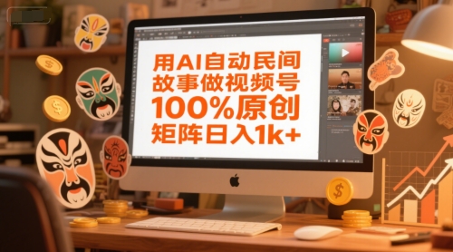 用AI自动民间故事做视频号，100%原创，矩阵日入1k+-慧创网