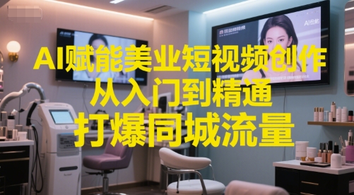 AI赋能美业短视频创作，从入门到精通，打爆同城流量，超级AI工具短视频实操落地-慧创网