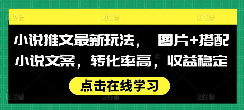 小说推文最新玩法， 图片+搭配小说文案，转化率高，收益稳定-慧创网