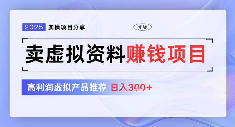 2025实操项目分享，卖虚拟资料挣钱项目，高利润虚拟产品推荐，日入3张-慧创网