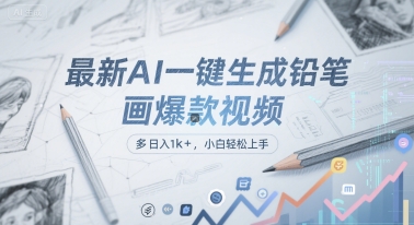 最新AI一键生成铅笔画爆款视频，多平台分发，日 入1k+，小白轻松上手【揭秘】-慧创网