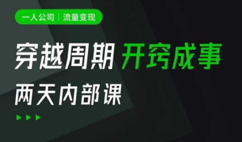 一人公司：流量变现课，一人公司的方法模型拆解， 拆解富人思维，流量思维，小老板思维等-慧创网