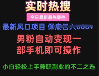 最新风口项目，男粉自动变现，一部手机即可操作，小白轻松上手，兼职副业的不二之选【揭秘】-慧创网