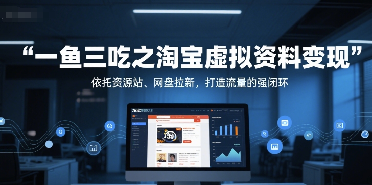 一鱼三吃之淘宝虚拟资料变现，依托资源站、网盘拉新，打造流量的强闭环-慧创网