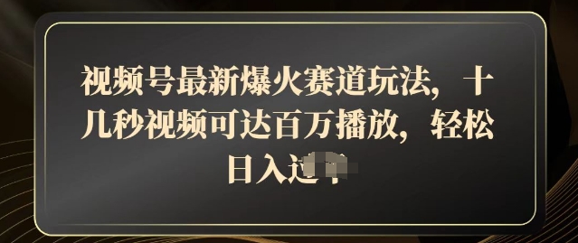 视频号最新爆火赛道玩法，十几秒视频可达百万播放，结合带货轻松，日入几张-慧创网