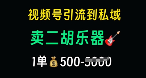视频号引流到私域卖二胡乐器，1单利润5张，长期稳定项目-慧创网