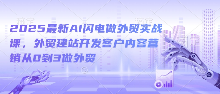 2025最新AI闪电做外贸实战课，外贸建站开发客户内容营销从0到3做外贸-慧创网