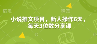 小说推文项目，新人操作6天，每天3位数分享课-慧创网