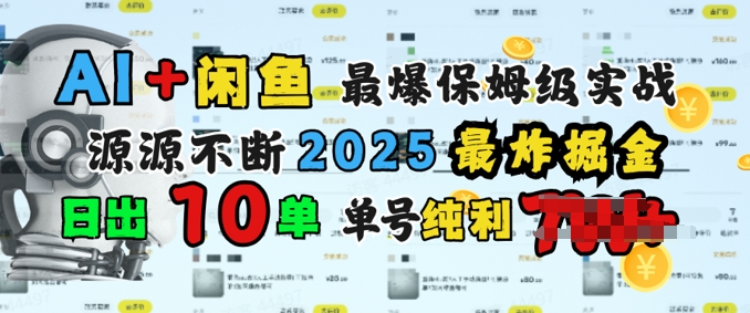 AI搞钱闲鱼最爆保姆级实战，纯靠转介绍日出10单纯利1k-慧创网