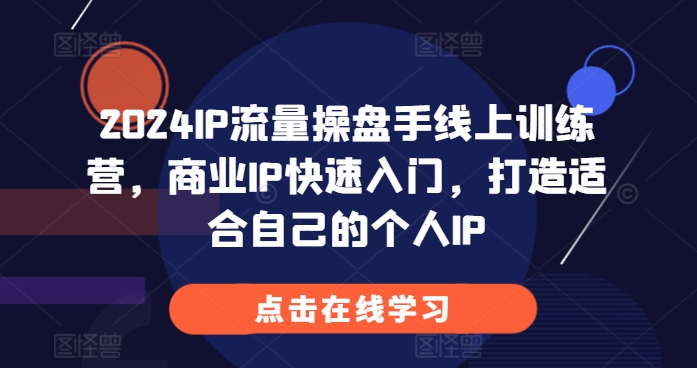 2024IP流量操盘手线上训练营，商业IP快速入门，打造适合自己的个人IP-慧创网