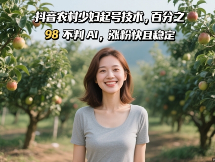 抖音农村少妇起号技术，百分之98不判AI，涨粉快且稳定-慧创网