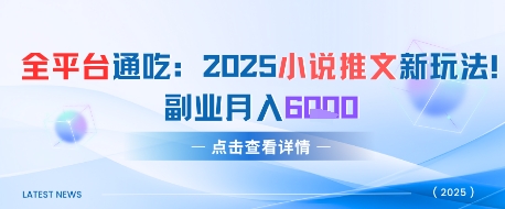 全平台通吃：2025小说推文新玩法，副业月入6k-慧创网