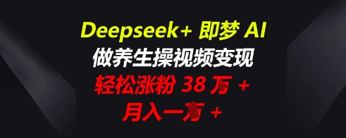 Deepseek+即梦AI，做养生操视频变现，轻松涨粉38W+，月入一W+-慧创网