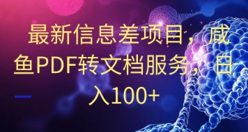 最新信息差项目，咸鱼PDF转文档服务，日入100+-慧创网