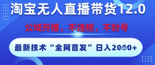 淘宝无人直播带货12.0，最新技术，不封号，不违规，操作简单，开播爆单，日入多张【揭秘】-慧创网
