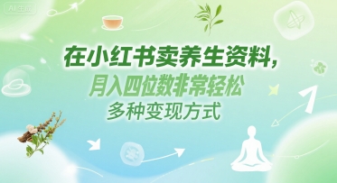 在小红书卖养生资料，月入四位数非常轻松，多种变现方式-慧创网