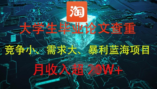 大学生毕业论文查重，暴利蓝海项目，月收入过1W+-慧创网