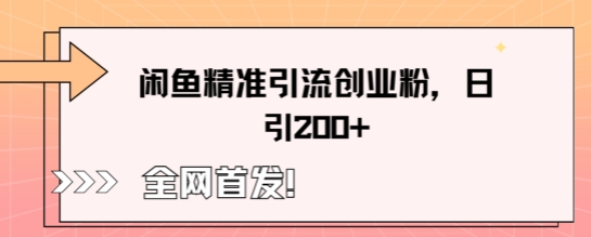 闲鱼精准引流创业粉，轻松日引200+-慧创网