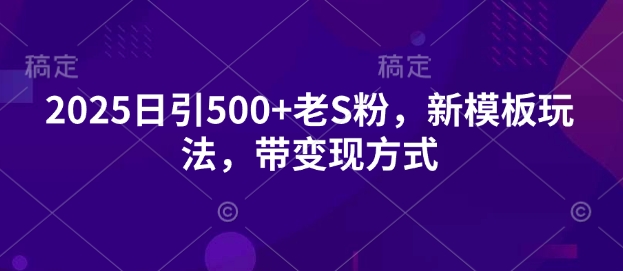 2025日引500+老S粉，新模板玩法，带变现方式-慧创网