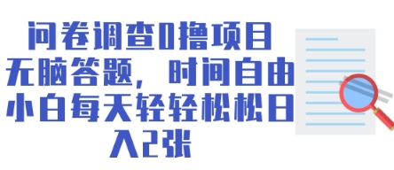 问卷调查0撸项目，无脑答题，时间自由，小白每天轻轻松松日入2张-慧创网
