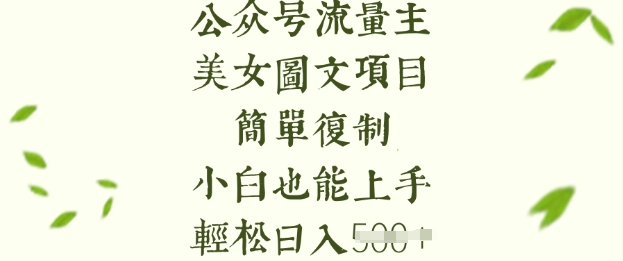 流量主长期收益项目，美女图片简单复制，小白也能上手，轻松日入5张-慧创网