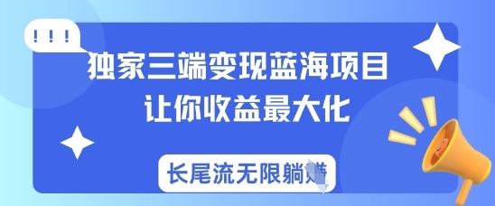 独家三端变现蓝海项目，让你收益最大化，长尾流无限躺挣-慧创网