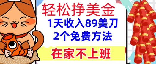 在家不上班，轻松挣美金， 1天收入89美刀，2个免费方法，懒人捡钱-慧创网
