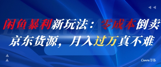 闲鱼暴利新玩法：零成本倒卖京东货源，月入过1W真不难-慧创网