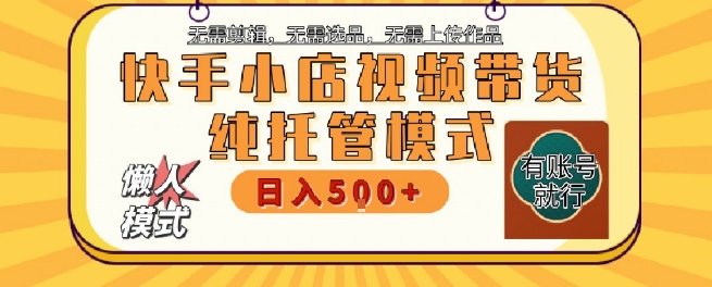快手小店托管代运营，无需剪辑，无需选品，无需上传作品，全程无需操作，轻松月入5k+【揭秘】-慧创网