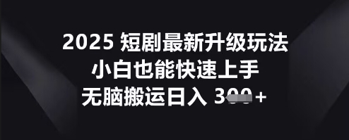 2025短剧最新升级玩法，小白也能快速上手，无脑搬运日入3张-慧创网