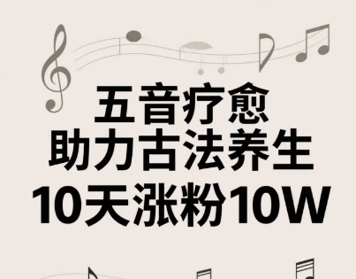 古法五音养生教程，五音疗愈的视频的制作方法，2-4小时就能学会，作者10天涨粉10W-慧创网