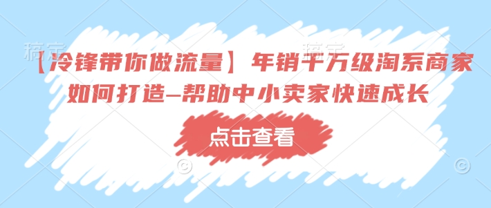 【冷锋带你做流量】年销千万级淘系商家如何打造–帮助中小卖家快速成长-慧创网