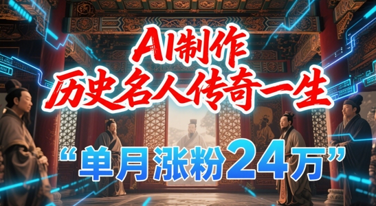 暴力起号！用AI制作历史名人传奇一生，单月涨粉24W，涨粉+变现赛道黑马来了-慧创网