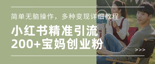 小红书混剪日引200+宝妈创业粉，简单无脑操作，多种变现详细教程-慧创网