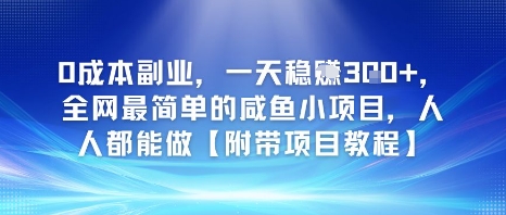 0成本副业，一天稳入3张，全网最简单的咸鱼小项目，人人都能做【附带项目教程】-慧创网