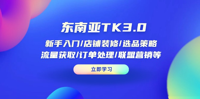 （14208期）东南亚TK3.0：新手入门/店铺装修/选品策略/流量获取/订单处理/联盟营销等-慧创网