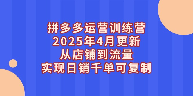 （14469期）拼多多运营训练营2025年4月更新，从店铺到流量，实现日销千单可复制-慧创网