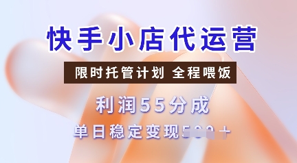 快手小店代运营，限时托管计划，收益55分，单日稳定变现多张【揭秘】-慧创网
