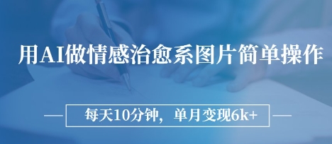 用AI做情感治愈系图片，简单操作，每天10分钟，单月变现6k+-慧创网